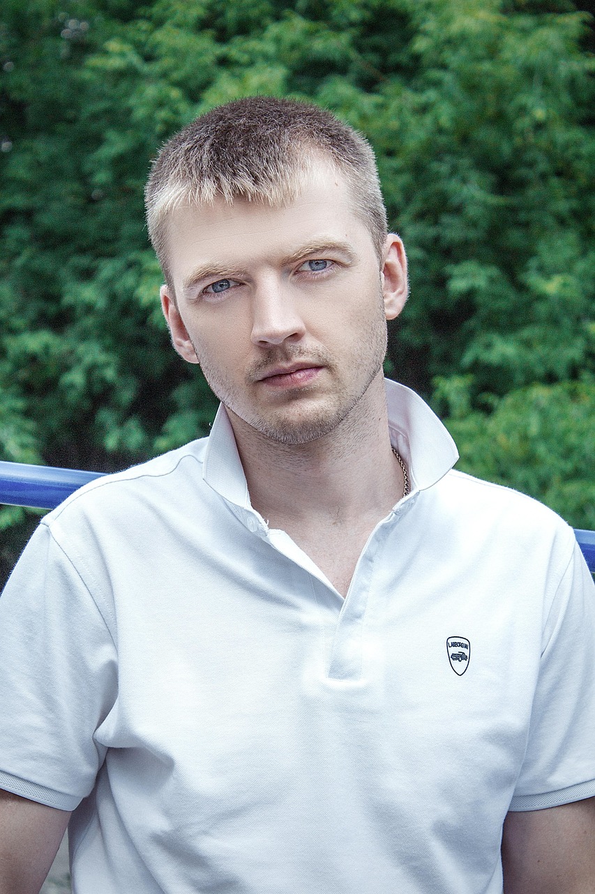 man, guy, men, person, young, portrait, blue eyes, white t-shirt